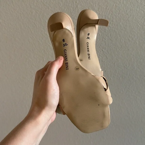 Gianni Bini Women's Alonia Square Toe Woven Tan
Leather Heeled Sandals - Picture 8 of 8